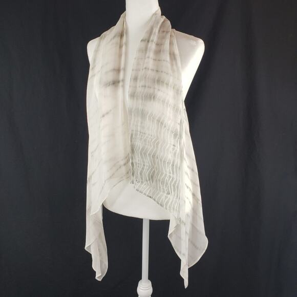 Maggie Ward Vest Women L Silk & Suede Chiffon Waterfall High Low Cream Tan - Picture 1 of 11
